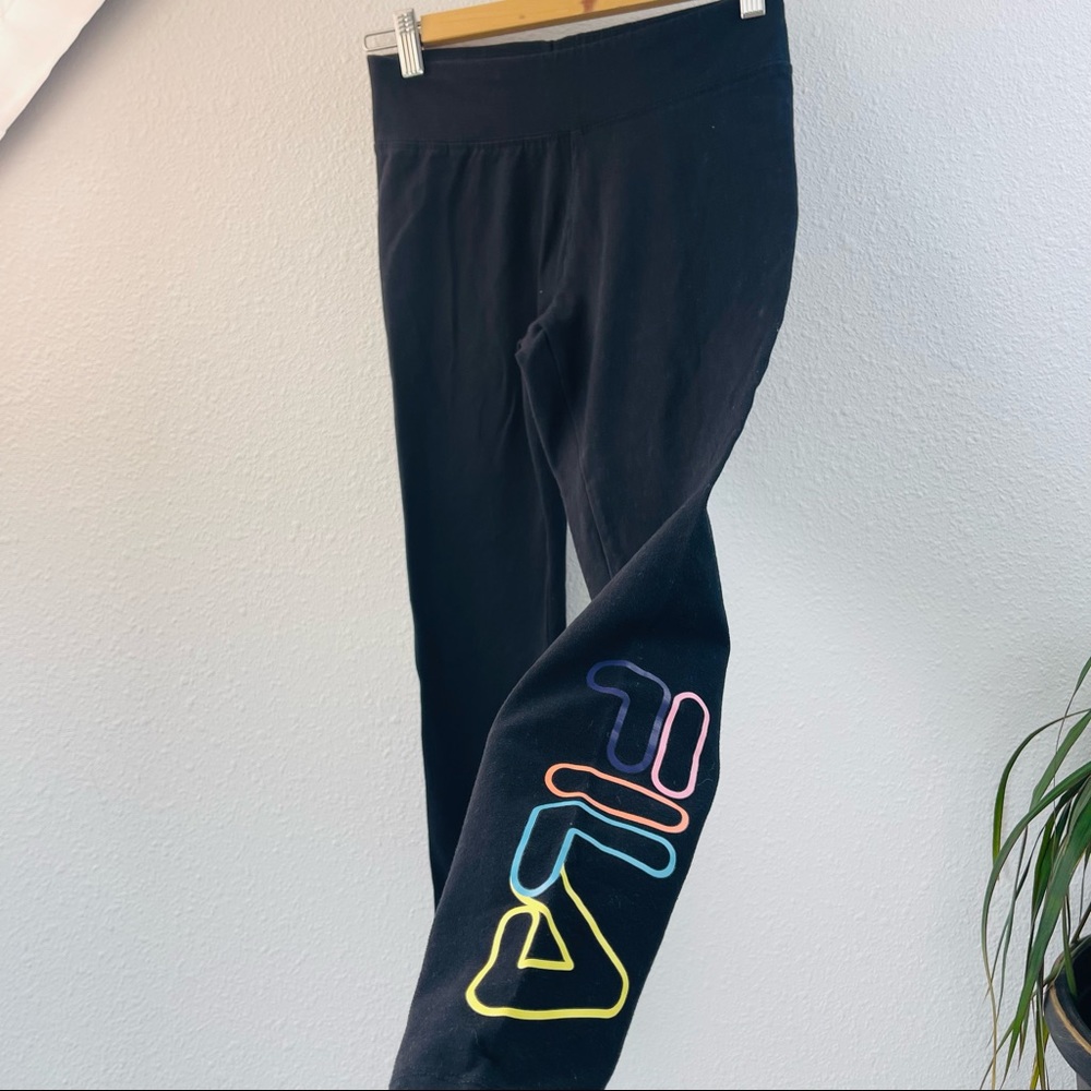 FILA Cotton leggings black slim with brand